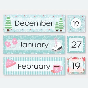 WINTER CLASSROOM CALENDAR Set, Printable December Calendar, January Calendar, February Calendar for Classroom, Homeschool Class Calendar,
