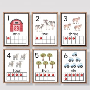 FARM THEME NUMBER Posters, Printable Farm Theme, Numbers 1-20 Classroom Posters, Primary Farm Theme Classroom Decor, Homeschool Class Decor