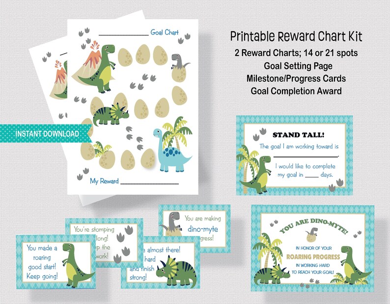 PRINTABLE REWARD CHART Kit Dinosaur Reward Chart Dinosaur - Etsy
