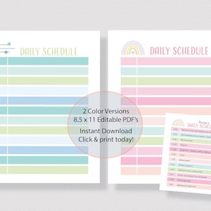 DAILY SCHEDULE for KIDS Printable, Editable Daily Schedule, Printable ...