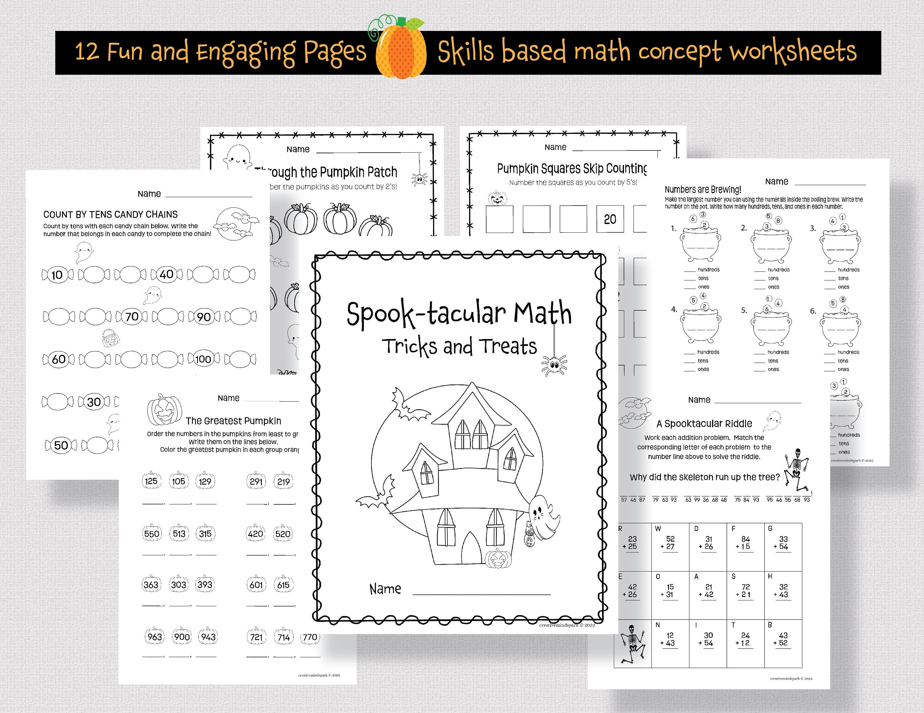 Halloween Math Worksheets Pack, Printable Halloween Worksheets for Kids