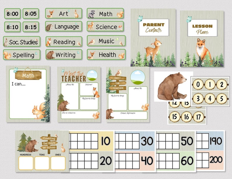 WOODLAND CLASSROOM DECOR Bundle, Printable Woodland Decor for Classroom, Nature Theme Class Decor, Primary Classroom, Homeschool Decor image 3