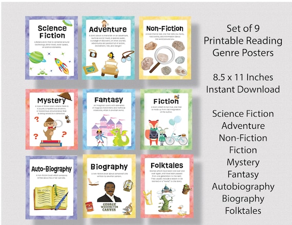 Printable Genre Posters literary-genres-chatter-charts-tcrcc3100-teacher-created-resources