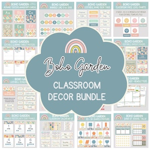 BOHO GARDEN CLASSROOM Decor Bundle, Printable Boho Theme Classroom Decor, Classroom Organization, Classroom Decor Resources