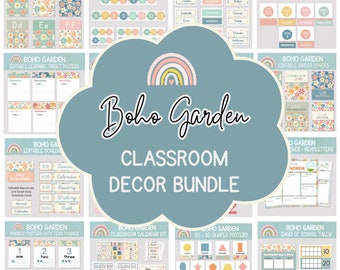 BOHO GARDEN CLASSROOM Decor Bundle, Printable Boho Theme Classroom Decor, Classroom Organization, Classroom Decor Resources
