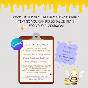 BEE THEME CLASSROOM Decor Bundle, Printable Honeybee Theme Classroom ...