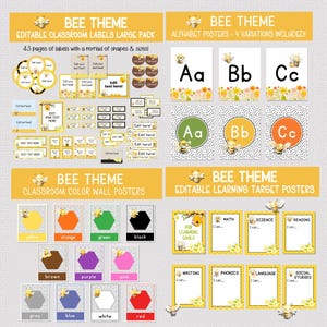 BEE THEME CLASSROOM Decor Bundle, Printable Honeybee Theme Classroom ...