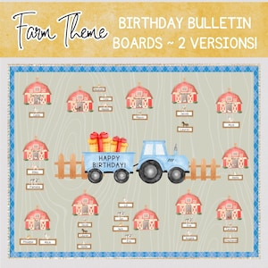 FARM THEME BIRTHDAY Bulletin Board, Editable Farm Birthday Display Board, 2 Versions, Printable Barnyard Birthday Display, Primary Classroom