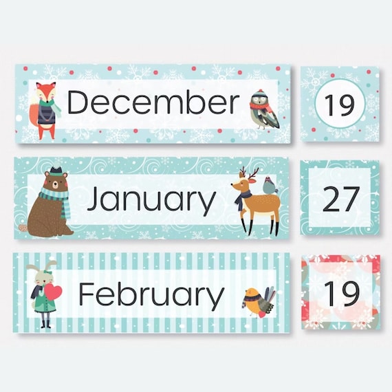 WINTER WOODLAND CLASSROOM Calendar Set, Printable December, January,  February, Woodland Calendar for Classroom, Homeschool Class Calendar - Etsy