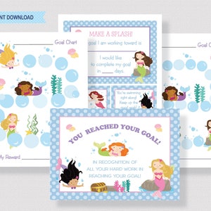PRINTABLE REWARD Chart for Kids, Mermaids Reward Chart for Girls, Cute Mermaid Goal Chart, Mermaid Behavior Chart, Instant Download