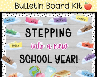TERUG NAAR SCHOOL Bulletinboardkit, afdrukbaar welkomstprikbord voor alle klassen, klasdeurdecor, bewerkbaar prikbord klas