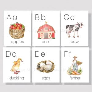 FARM THEME ALPHABET Posters, Printable Farm Alphabet, Farm Alphabet Classroom Wall Poster,  Barnyard Classroom Decor, Homeschool Class Decor