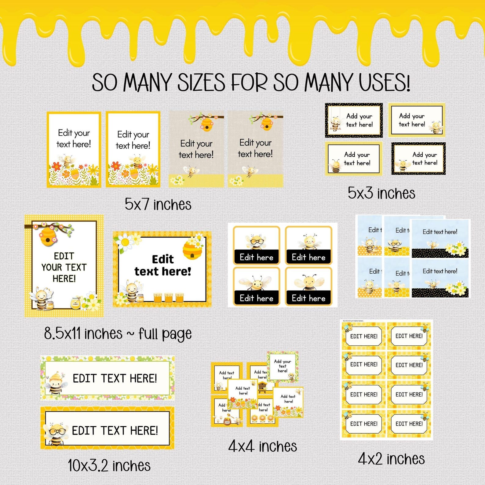 BEE THEME CLASSROOM Labels and Tags, Large Set of Editable Bee Labels ...
