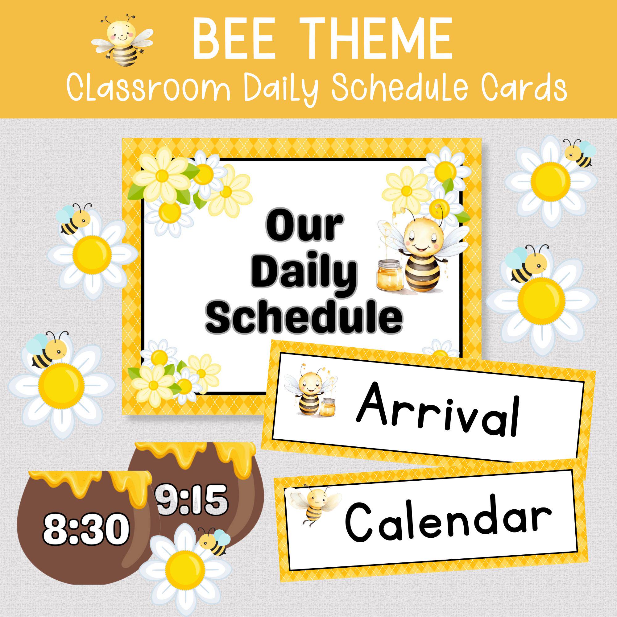 BEE THEME CLASSROOM Schedule, Honeybee Pre Filled and Editable Cards ...