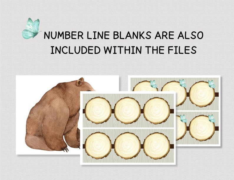 WOODLAND NUMBER LINE for Classroom, Printable Woodland Bear Number Line