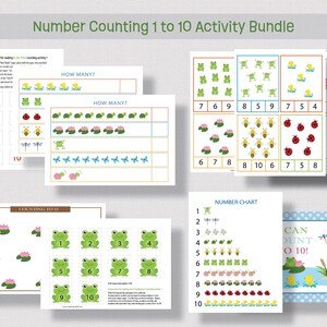 Number Counting Activity Pack Printable Bundle, Number Matching, Math Clip Cards, Counting 1 to 10, Math Busy Book Pages, Preschool Math