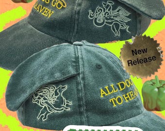 Gorra de béisbol para papá con orejas de perro caídas y querubines salchicha bordados. Talla única ajustable.