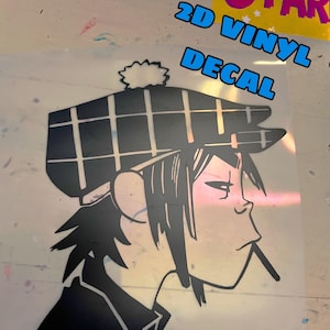 Gorillaz 2D Demon Days vinyl laptop car sticker permanent decal black white blue Russell murdoc band merch