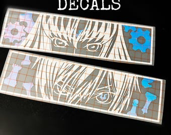 Pegatina de vinilo adhesivo para coche Code Geass CC Lelouch Lamperouge, calcomanía permanente, impermeable, resistente a la intemperie, con columna vertebral exagerada