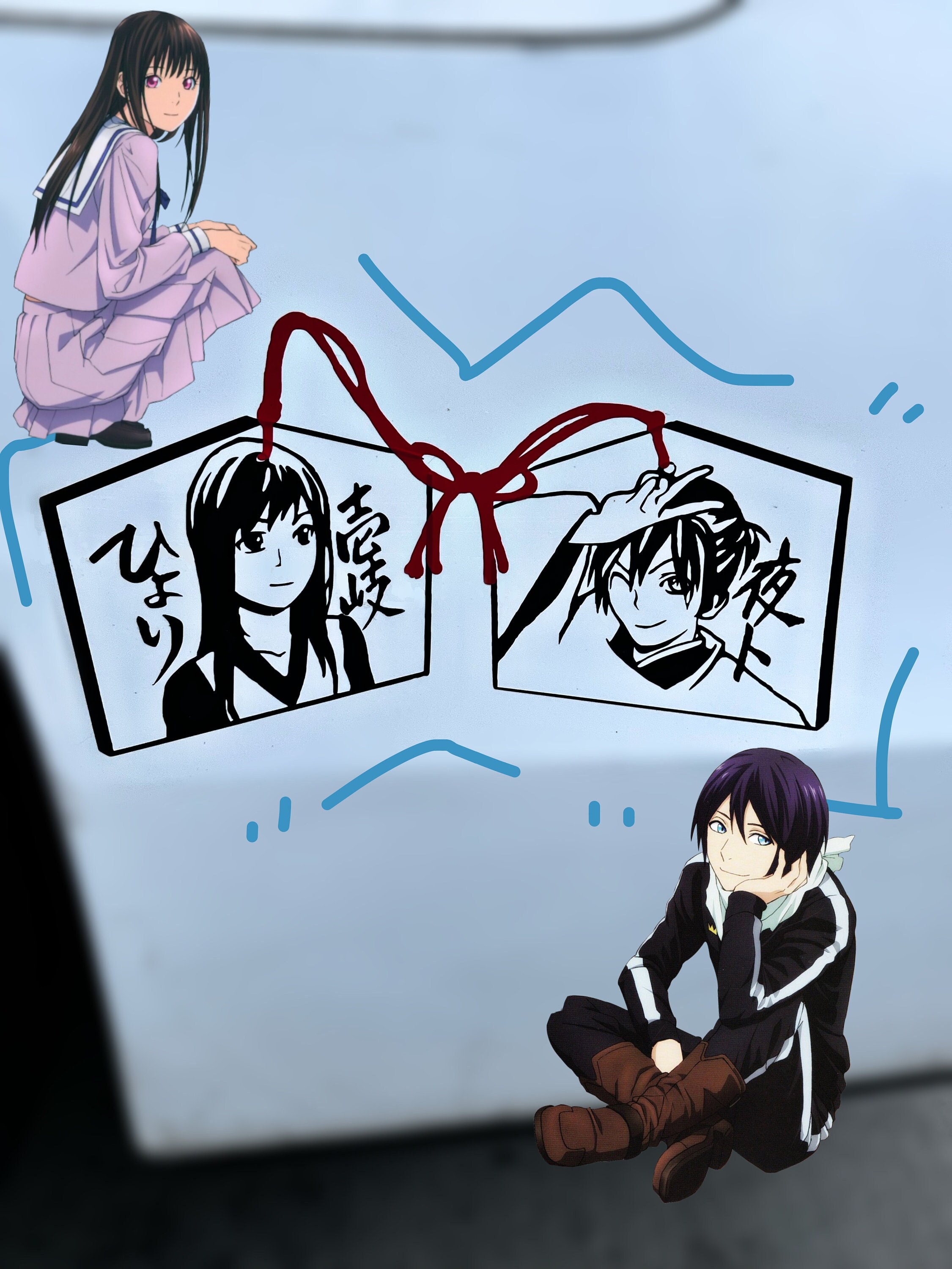 Noragami Soulmates - Yato Hiyori Iki Yatori Car Sticker Vinyl Adhesive  Layered Black White Red Decal - Etsy, image size:2251x3000