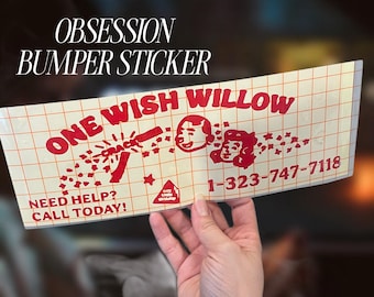 ONE WISH WILLOW novelty prize bumper sticker gag gift blumhouse fan made collectible obsession a24 horror merch car decal