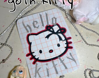 Goth Hello Kitty HK Sanrio mascot Y2K style car water bottle laptop permanent vinyl decal sticker emo scene core aesthetic alt alternative