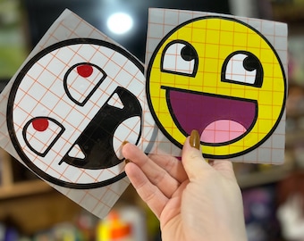 Epic Face meme laptop car sticker permanent decal Pog troll y2k ifunny ironic internet humor happy tree friends scenecore emo core