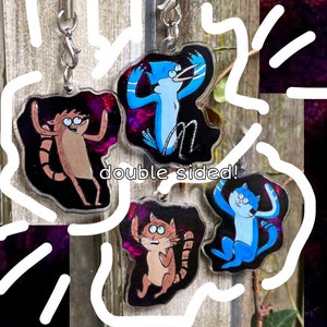 Regular Show Mordecai Rigby double sided cat acrylic phone strap keychain charms