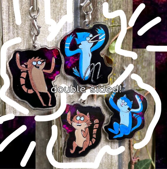 Regular Show Mordecai & Rigby Cartoon ID Badge Holder Lanyard – Unisex Polyester
