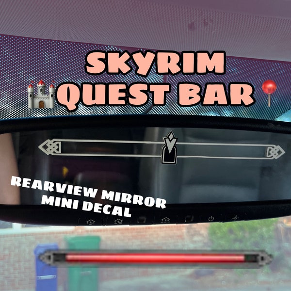 Skyrim navigation compass quest bar rearview mirror mini permanent sticker cricut vinyl car decal elder scrolls nerd medieval sticker