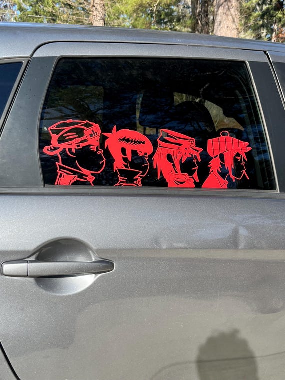 Gorillaz Demon Days vinyl laptop car sticker permanent decal black white blue 2D Noodle Russell murdoc band fan merch
