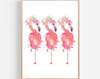 Flamingo Nursery Print, Little Girls Room, Flamingo Art Print, Baby Shower Gift, Newborn Flamingo Nursery Pink and Green DIGITAL DOWNLOAD