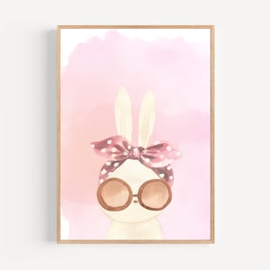 Boho Bunny Nursery Print Bunny Rabbit Wall Art Little Girls Bedroom Toddler Girl Room Decor Girl Nursery Wall Art Playroom Print Boho Decor