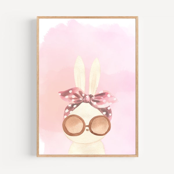 Boho Bunny Nursery Print Bunny Rabbit Wall Art Little Girls Bedroom Toddler Girl Room Decor Girl Nursery Wall Art Playroom Print Boho Decor