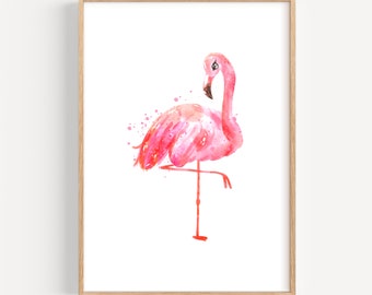Little Girls Flamingo Print, Flamingo Painting, Flamingo Nursery Print, Flamingo Art Print, Baby Shower Gift, Newborn Flamingo Nursery Pink