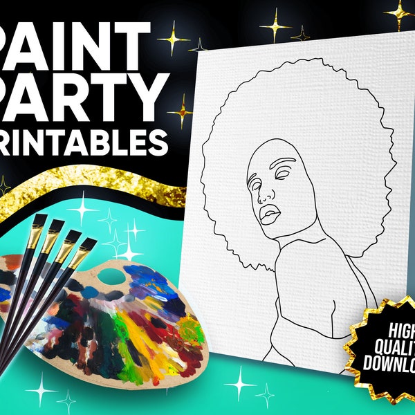 DIY Paint Party/ Pre-drawn /Outline Canvas /Adult Painting / Paint & Sip, DIY Paint Party / Pre-Sketched / Art Party/ Coloring Page/ Stencil