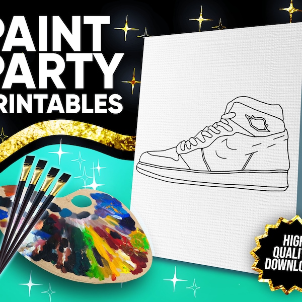 DIY Paint Party/ Pre-drawn /Outline Canvas /Adult Painting / Paint & Sip, DIY Paint Party / Pre-Sketched / Art Party/ Coloring Page/ sneaker