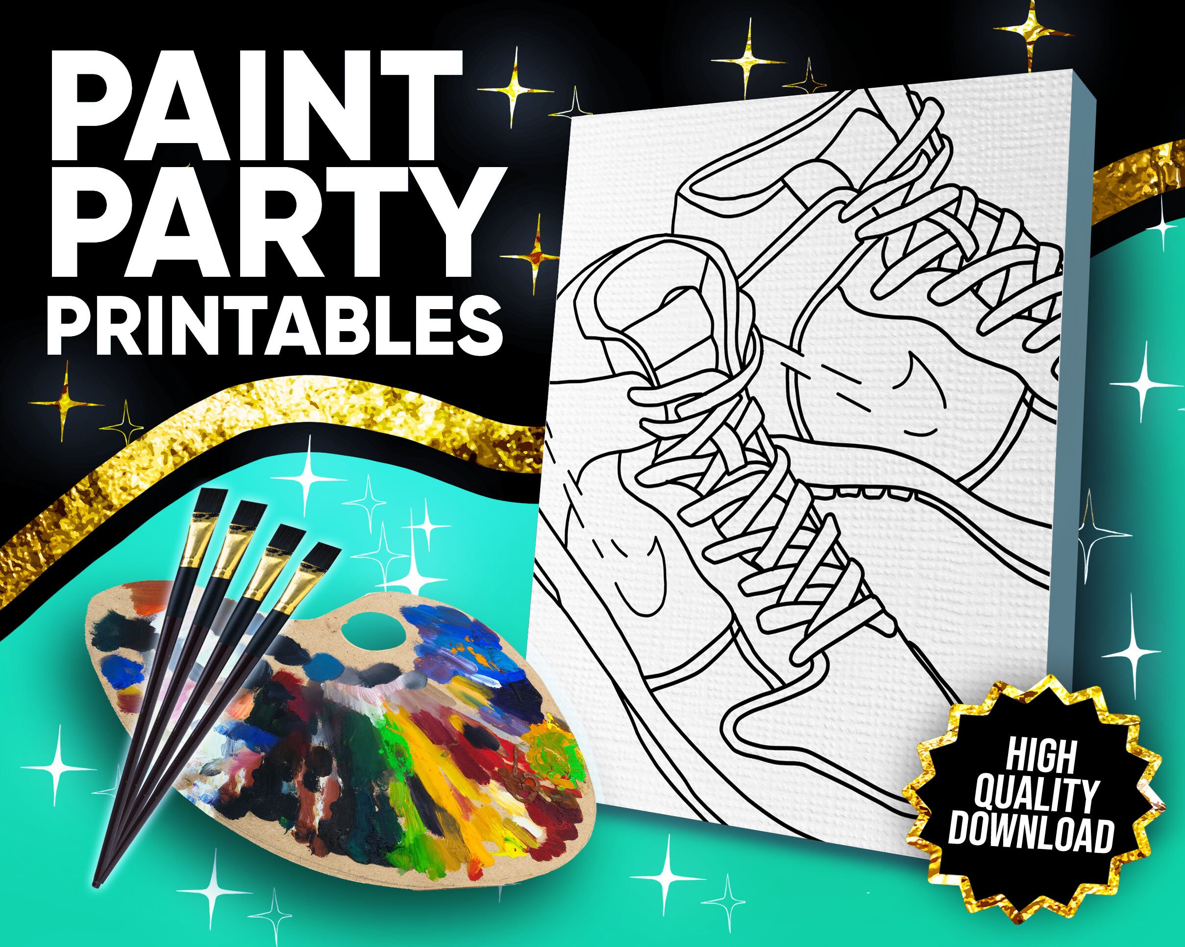 Canvas Printable/ Pre Drawn Outline Canvas Sneaker Head/ DIY Etsy