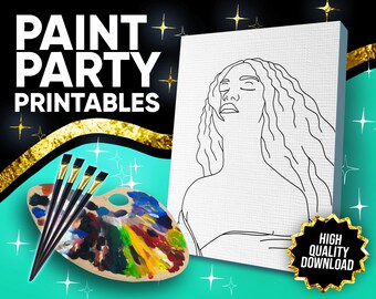 DIY Paint Party/ Pre-drawn /Outline Canvas /Adult Painting / Paint & Sip, DIY Paint Party / Pre-Sketched / Art Party/ Coloring Page/ Stencil