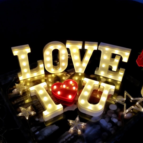 I LOVE U Marquee 9" LED Alphabet Letters & Numbers | Proposal | Wedding | Reception | Anniversary | Birthday | Valentine's | Decor | Home |