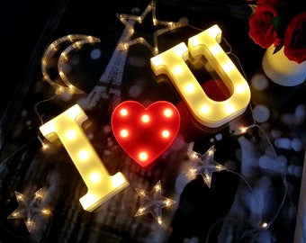 I Heart U | The Original 9" Marquee LED Alphabet Letters | Proposal | Wedding | Anniversary | Valentine's | Birthday | Decor | Home | Gift |