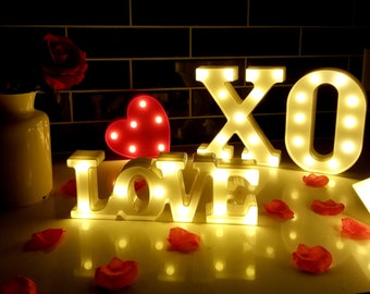 LOVE Sign 12"L 4"H 1.5"W w/ LED Lights | Valentine's | Proposal | Wedding | Anniversary | Birthday | Gift | Home | Bedroom | Décor |