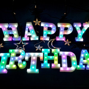 HAPPY BIRTHDAY | Marquee 9&quot; Multicolor LED Alphabet Letters & Numbers | Happy Birthday Sign | Birthday | Decoration | Gift |