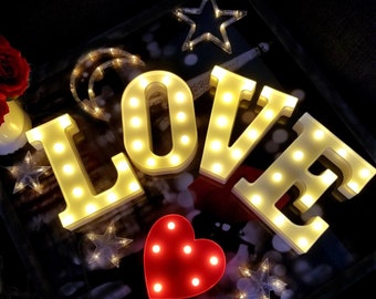 LOVE Sign | 9" Marquee Alphabet Letters w/ Warm White LED Lights | Proposal | Wedding | Anniversary | Valentine's | Decor | Gift |