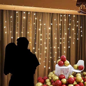 LED Lights Heart Curtain, for a Window, Bedroom Decoration, Proposal, Wedding, Reception, Backdrop, Anniversary, Birthday, Gift