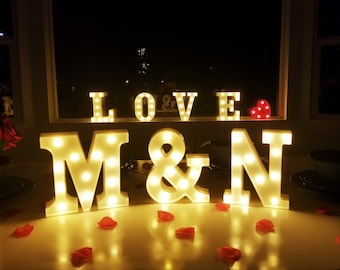 9" Marquee Alphabet Letters & Numbers | Warm White LED Lights | Sign | Proposal | Wedding | Anniversary | Valentine's | Birthday | Décor |