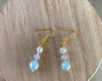 Pastel Blue and Lavender Dangle Earrings