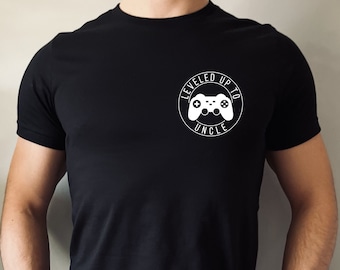 Leveled Up to Uncle Shirt for Men, Pregnancy Announcement Shirt for Uncle, Funny Gamer T-Shirt for New Uncle, Funny Gift for Uncle to Be Tee