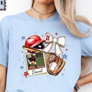 Custom Baseball Mom Shirt With Photo, Personalized Baseball T-Shirt, Baseball Mom Gift, Baseball Mama Shirt, Sports Mom Tee, Custom Photo