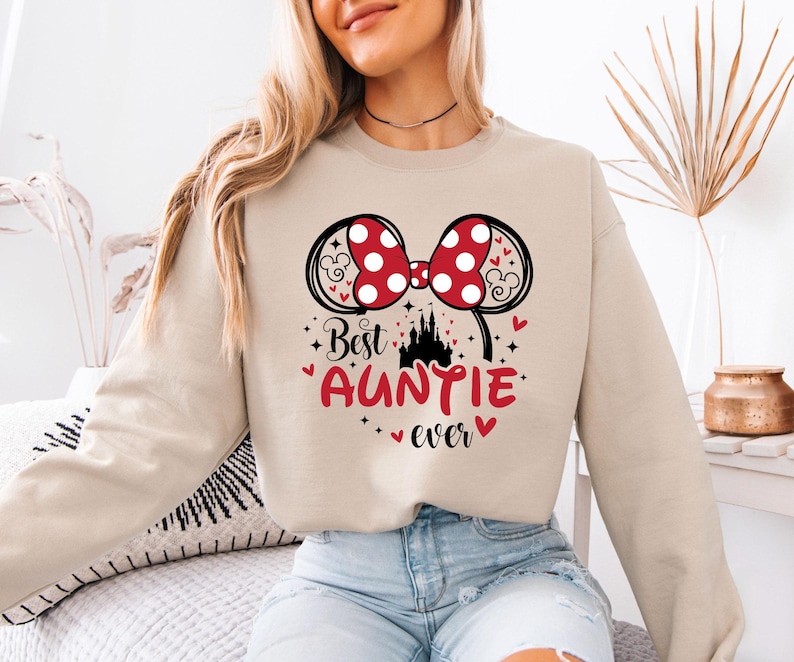 Disney Best Auntie Ever Sweatshirt, Birthday Gift for Aunt, Minnie Mouse Hoodie image 1